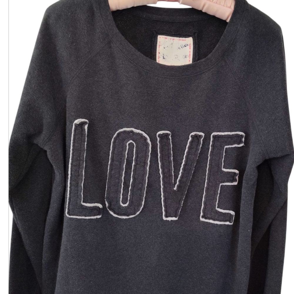 Reflex  "Love"  Sweatshirt Gray Large Long Sleeve 22" PTP Crew Neck 26 Length